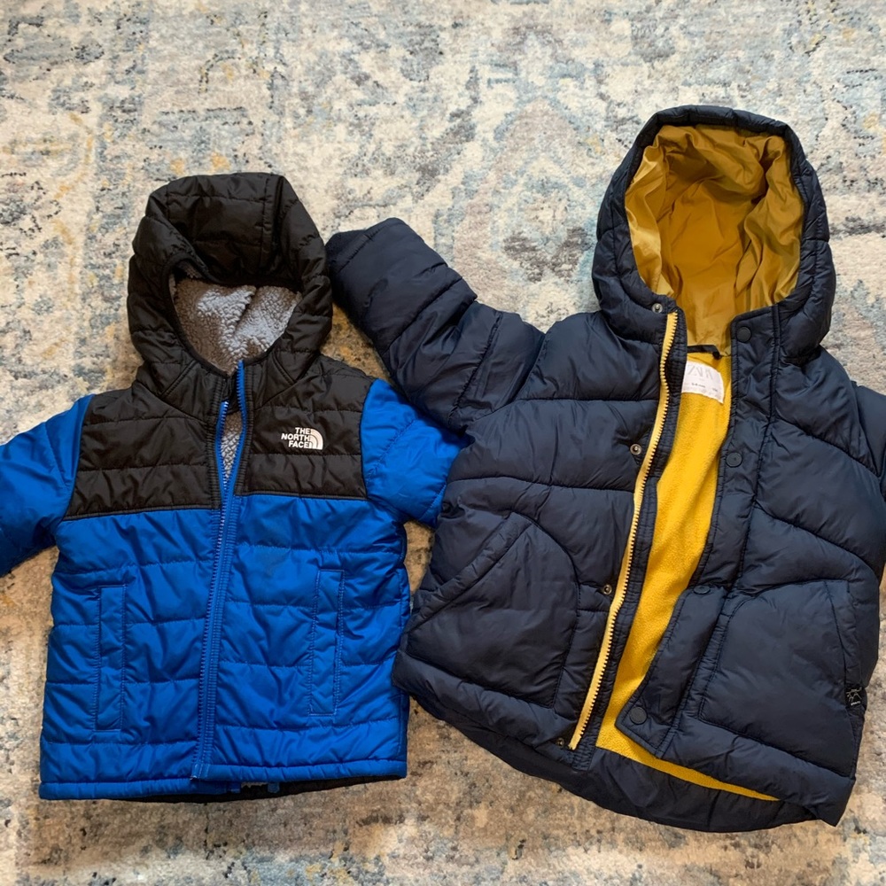 Boys winter coats , north face and Zara size 3-4